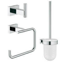 Набор аксессуаров 3 в 1 GROHE Essentials Cube (ершик, держатель бумаги, крючок) хром 40757001
