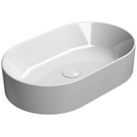 Раковина накладная GSI KUBE X 600х370 мм овальная с донным клапаном 9458PVC11