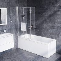 Шторка на ванну AM.PM Skyline 150х80 см с полотенцедержателем DX35WBS-D7W1-150MT