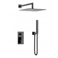 Душевой комплект встраиваемый Boheme Qubic со смесителем и верхним душем shine gun metal 474-3-SGM