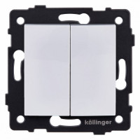 Выключатель проходной двухклавишный без рамки Kollinger  REA-R-009WH