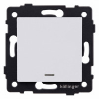 Выключатель проходной одноклавишный с подсветкой без рамки Kollinger  REA-S-004WM