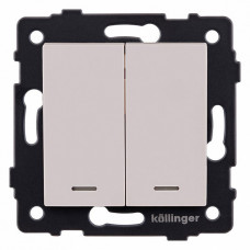 Выключатель проходной двухклавишный с подсветкой без рамки Kollinger REA-S-010CM Выключатель проходной двухклавишный с подсветкой без рамки Kollinger REA-S-010CM