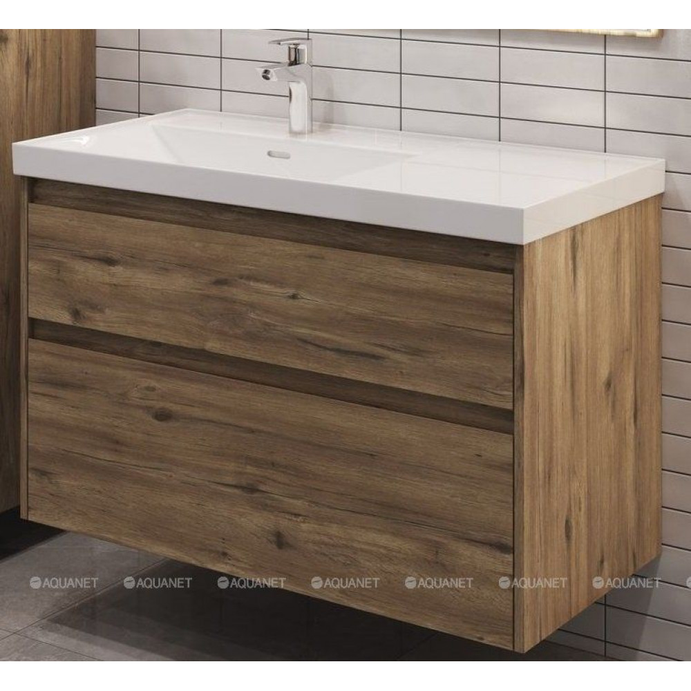Тумба под раковину Aquanet Nova Lite 2.0 100 L 2 ящика дуб рустикальный 00346320
