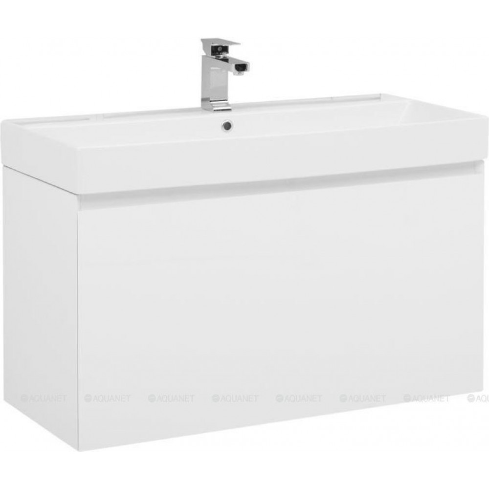 Тумба под раковину Aquanet Йорк 100 напольная белый глянец 00202091