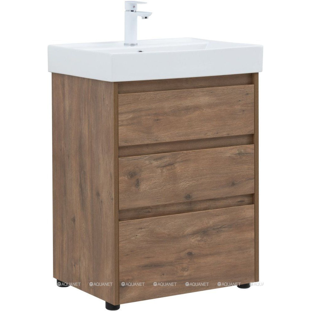 Тумба с раковиной Aquanet Nova Lite 60 3 ящика дуб рустикальный 00307074