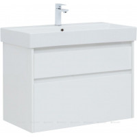 Тумба с раковиной Aquanet Nova Lite 85 Slim Synergy 2 ящика белый глянец 00274179