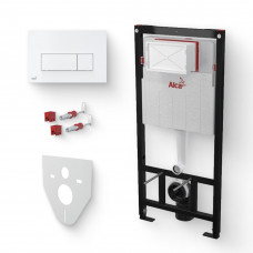 Система инсталляции AlcaPlast Sadromodul AM101/1120 с кнопкой M570 белая, с шумоизоляцией AM101/1120/M570 Система инсталляции AlcaPlast Sadromodul AM101/1120 с кнопкой M570 белая, с шумоизоляцией AM101/1120/M570