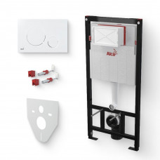 Система инсталляции AlcaPlast Sadromodul AM101/1120 с кнопкой M670 белая, с шумоизоляцией AM101/1120/M670 Система инсталляции AlcaPlast Sadromodul AM101/1120 с кнопкой M670 белая, с шумоизоляцией AM101/1120/M670