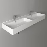 Раковина двойная Simas Agile 141х46 см 2 отверстия белая AG141D bi