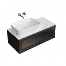 Тумба подвесная Kerama Marazzi ICONICO 100 см 1 ящик с рифленым стеклом черный IC.100.1\BLK / CO5.SG50008220R\100
