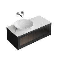 Тумба подвесная Kerama Marazzi ICONICO 100 см 1 ящик с рифленым стеклом черный IC.100.1\BLK / CO3.SG50008220R\100