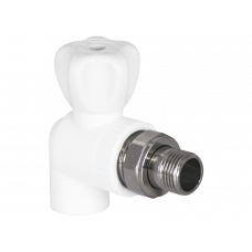 Кран шаровой радиаторный TEBO PP-R 25х3/4 угловой белый 015062102