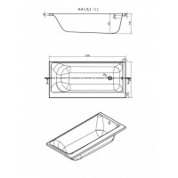 Ванна акриловая прямоугольная Cersanit SMART 170x80 см левая 63350